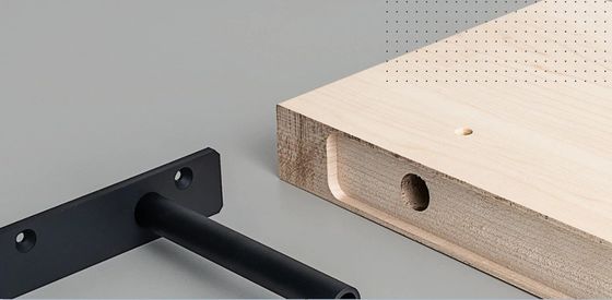 Scaffalature galleggianti invisibili placcate in zinco con struttura a bracciale unilaterale