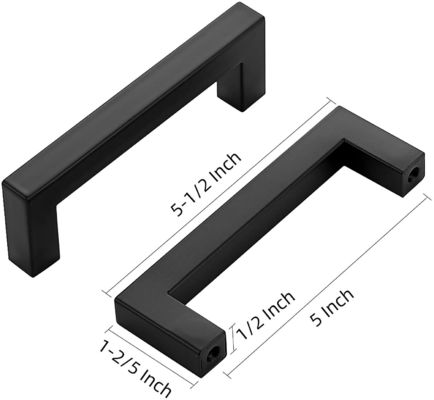 4mm-5mm Spessore Matte Nero Manici Quadrati Armadio per dimensioni personalizzate in 5 pollici