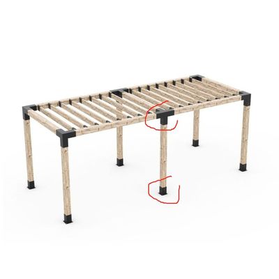 Kit di supporto in legno elevato con processo di stampaggio e supporti in acciaio adatta a pergola 6x6